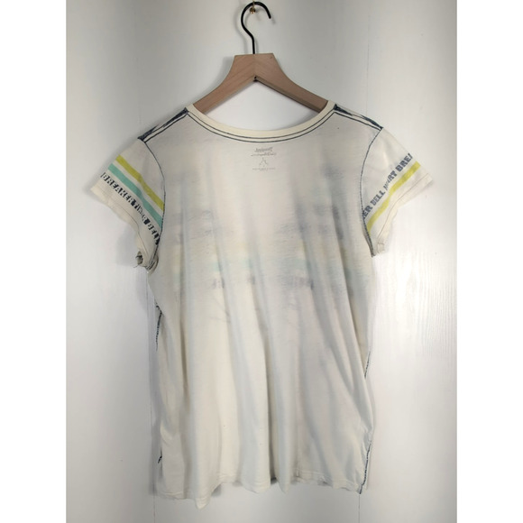 Disney Tinker Bell Womens L Sketch Stripe Graphic Tee Shirt Peter Pan Fairies - Picture 3 of 12